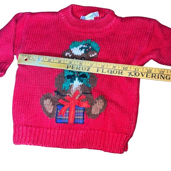 Vintage knit teddy bear and present christmas holiday baby sweater size 24 month - Picture 4 of 9